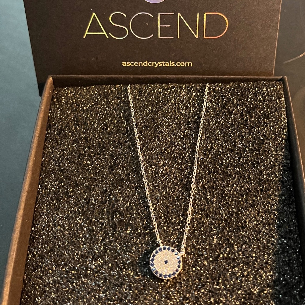 Crystal with blue edge necklace